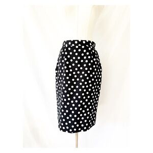 Vintage Evan Picone Black & White Polka Dot Pencil Skirt Pockets Size 6